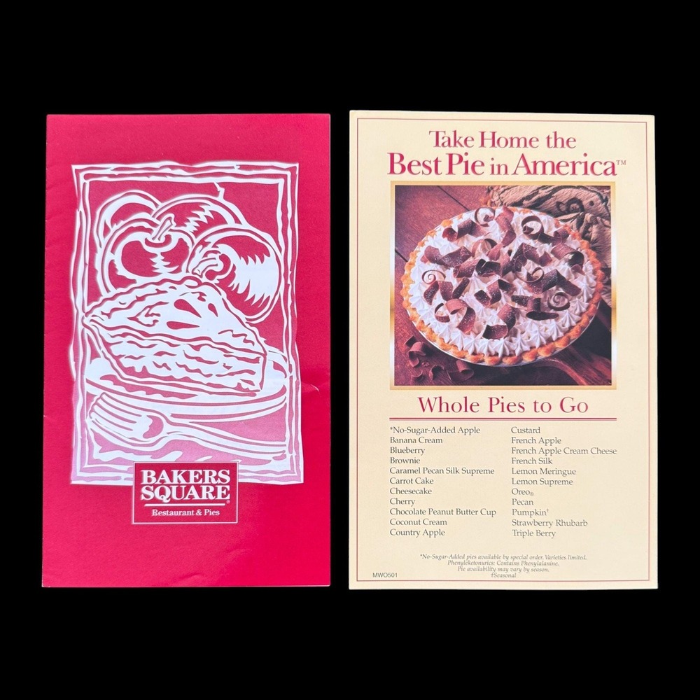 2001 Bakers Square Carry-Out Menu with Whole Pies to Go and Locations List